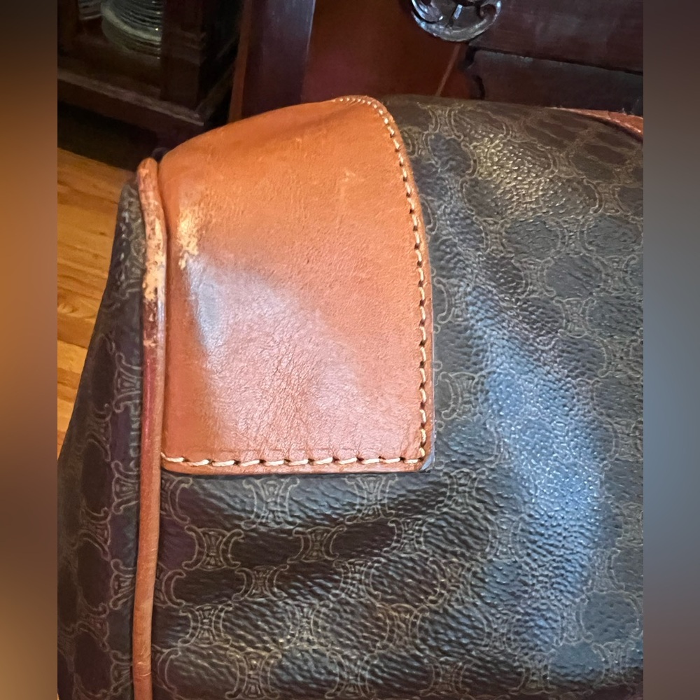 CELINE Macadam Triomphe Canvas Duffel Travel Bag Honeycomb VINTAGE - Picture 11 of 17